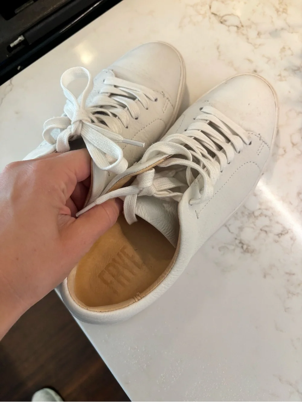 Frye White Leather Low-Top Sneakers